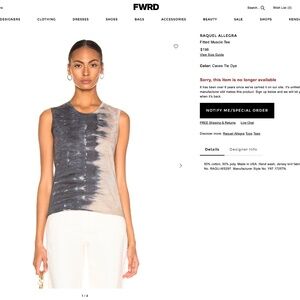 Raquel Allegra Tie dye muscle Tank in Caves Tie dye-size 2/M